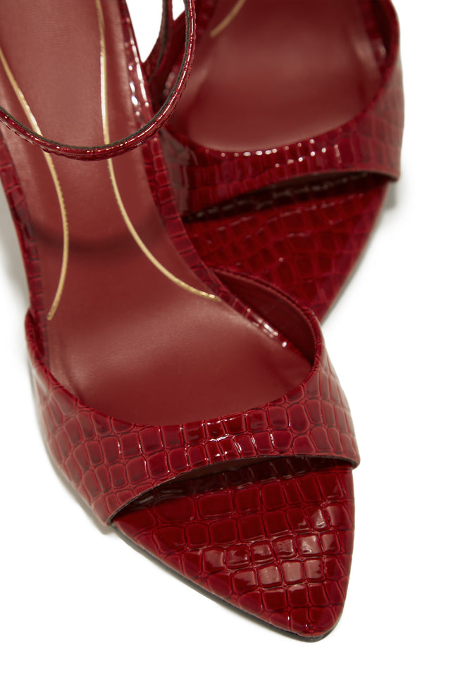 Load image into Gallery viewer, Azani Mary Jane Strap Heels - Cherry Croc