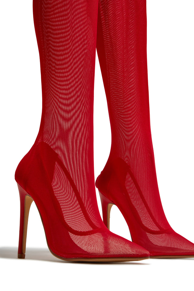 Load image into Gallery viewer, Timeless Allure Over The Knee High Heel Boots - Red