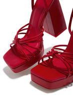 Load image into Gallery viewer, Lelia Platform Block Heels - Red
