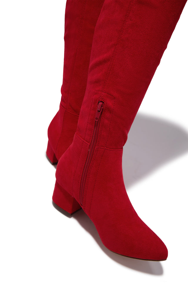 Load image into Gallery viewer, New Moon Over The Knee Block Heel Boots - Red