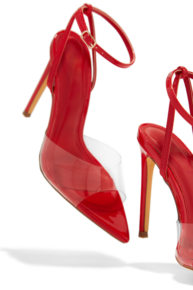 Load image into Gallery viewer, Dinner Date Clear Strap High Heels - Red