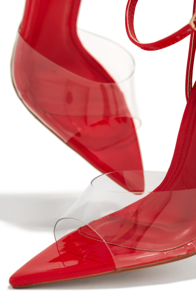 Load image into Gallery viewer, Dinner Date Clear Strap High Heels - Red