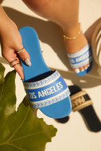 Load image into Gallery viewer, Women Holding Blue Sandals