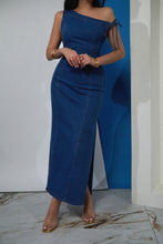 Load image into Gallery viewer, Sabrina Asymmetrical Strap Maxi Dress - Denim