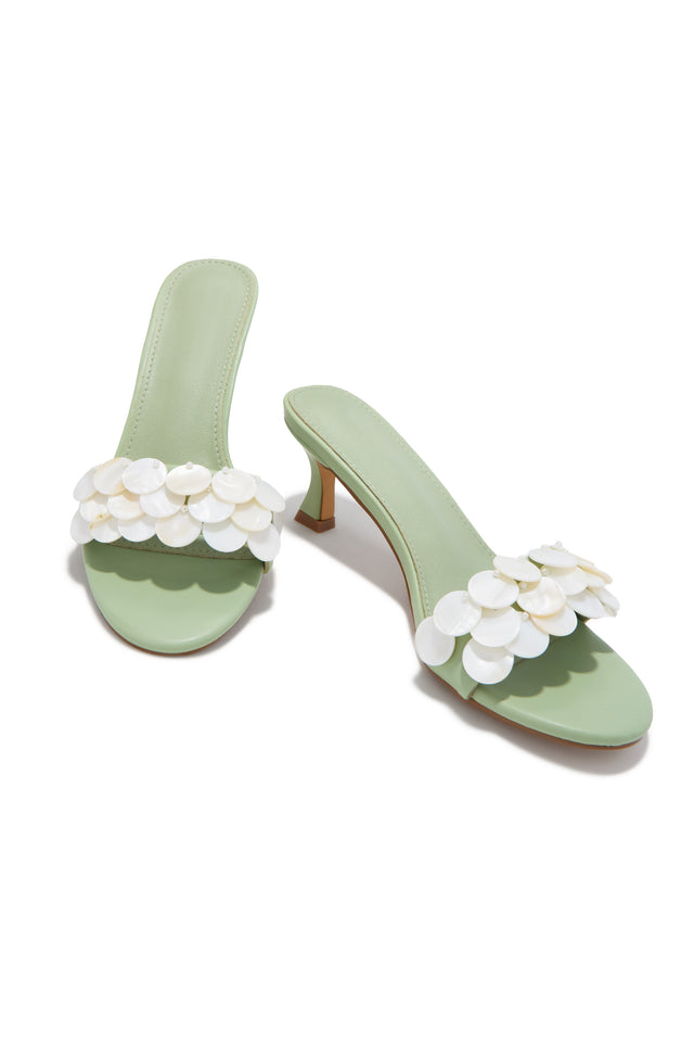 Load image into Gallery viewer, Clara Kitten Heel Mules - Sage
