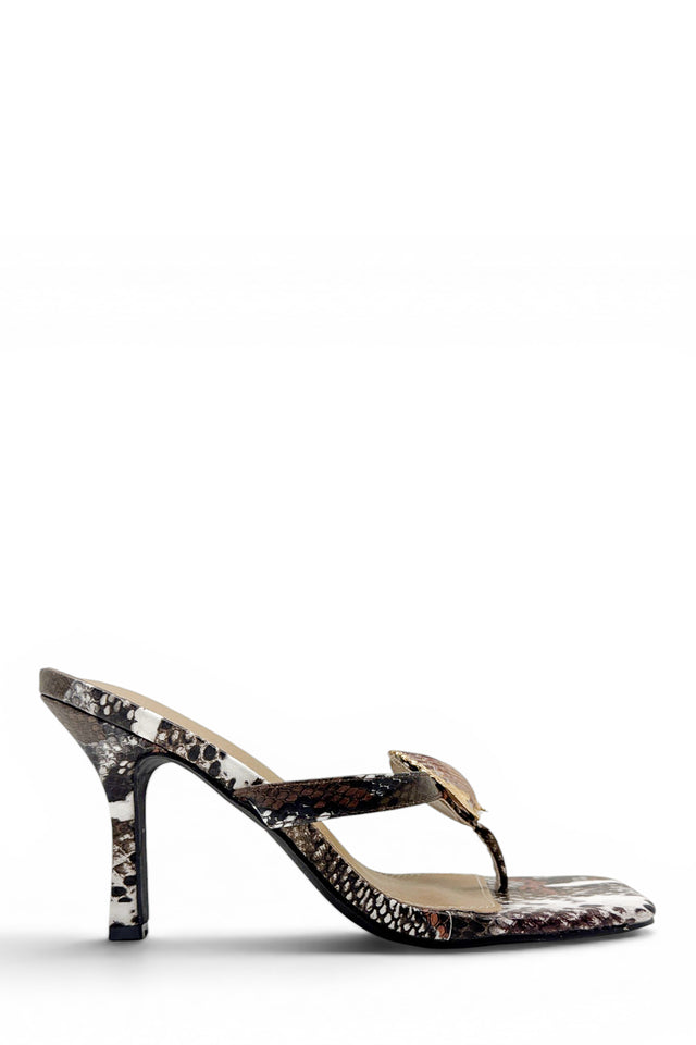 Load image into Gallery viewer, Exotic Poison Single Sole Thong Strap Heels - Snake