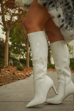 Load image into Gallery viewer, Scarlette Below The Knee Heel Boots - White Pat
