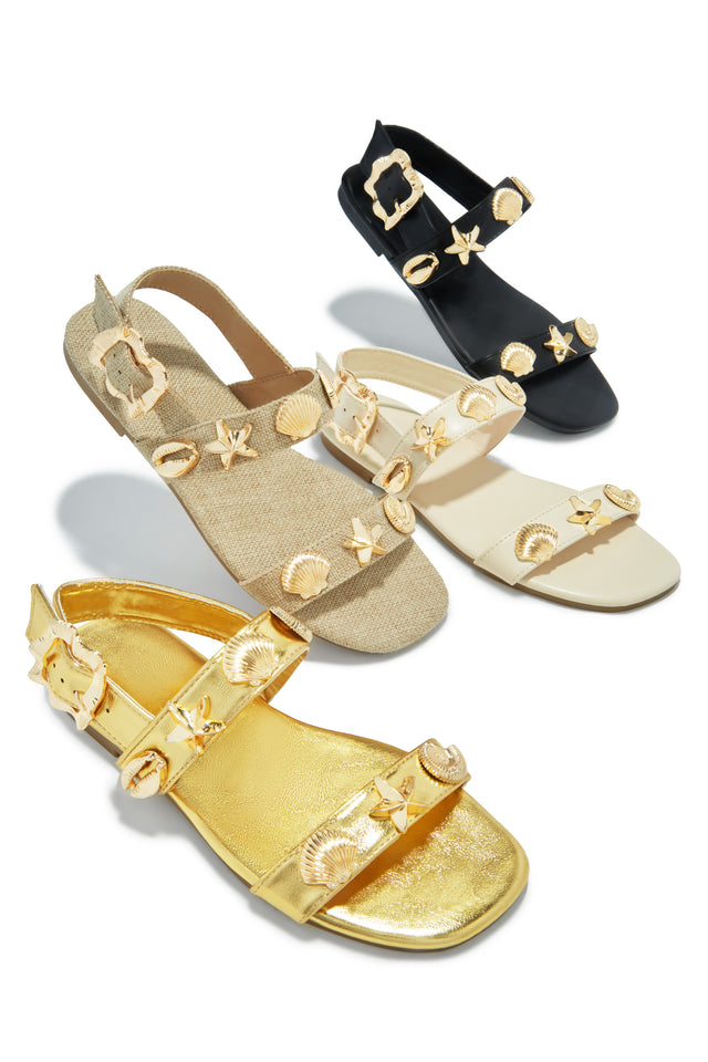 Load image into Gallery viewer, Sea Shore Flat Sandals - Black