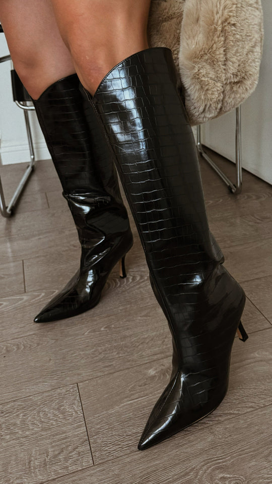 Load image into Gallery viewer, Shyla Knee High Boots - Black