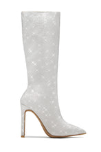 Load image into Gallery viewer, Silver-Tone Rhinestone Boots