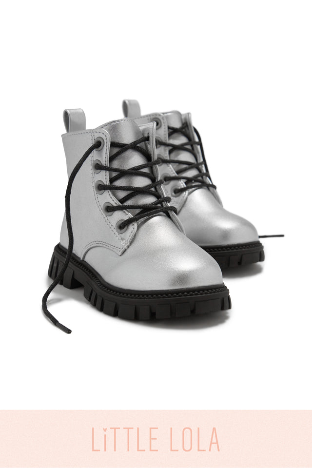 Load image into Gallery viewer, Ariella Lace Up Boots - Silver