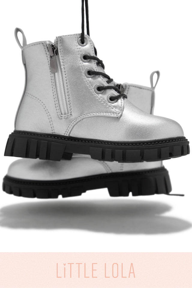 Load image into Gallery viewer, Ariella Lace Up Boots - Silver