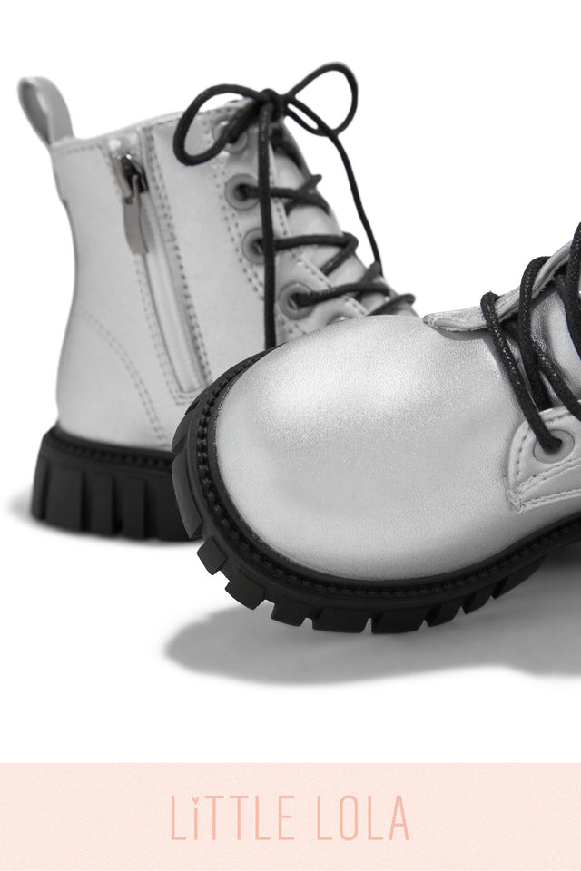 Load image into Gallery viewer, Ariella Lace Up Boots - Silver