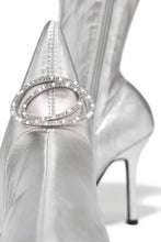 Load image into Gallery viewer, Silver-Tone Pointed Toe Ankle Boots