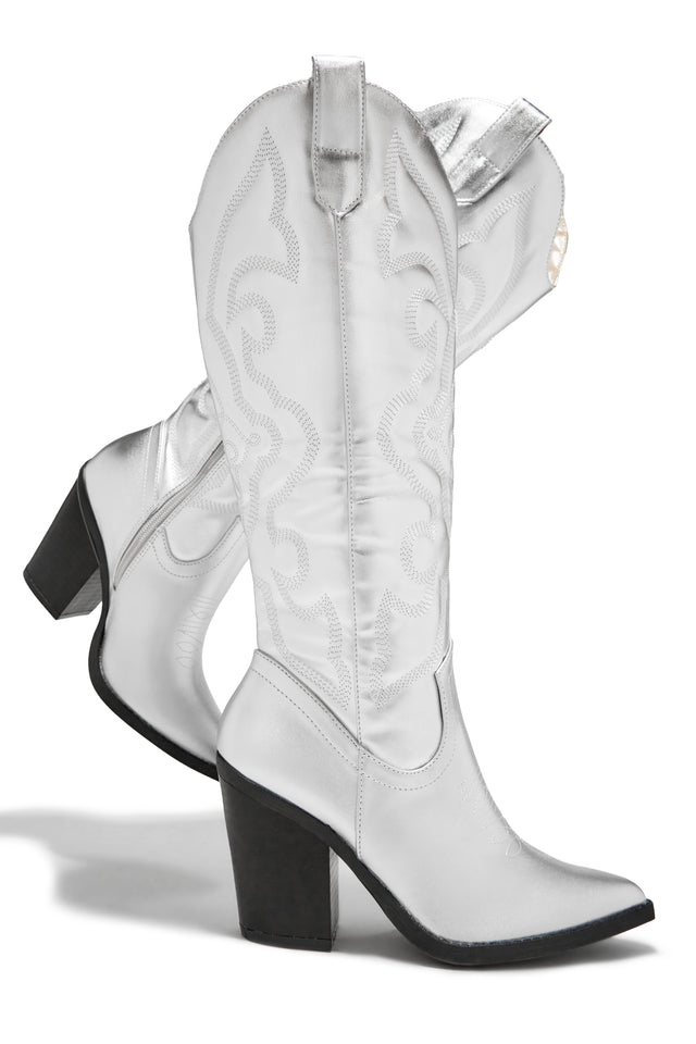 Load image into Gallery viewer, Silver-Tone Western Boots