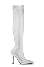 Load image into Gallery viewer, Silver-Tone Thigh High Boots