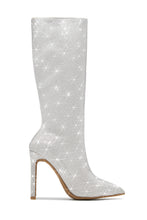 Load image into Gallery viewer, Silver-Tone Rhinestone Boots