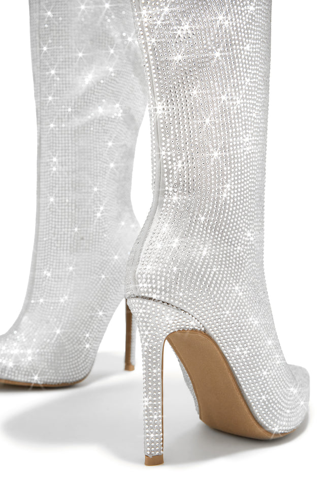 Load image into Gallery viewer, Silver-Tone Closed Toe Heel Boots
