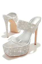 Load image into Gallery viewer, Main Event Embellished Platform High Heel Mules - Silver