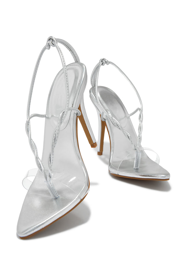 Load image into Gallery viewer, Aleena Clear Strap High Heels - Silver