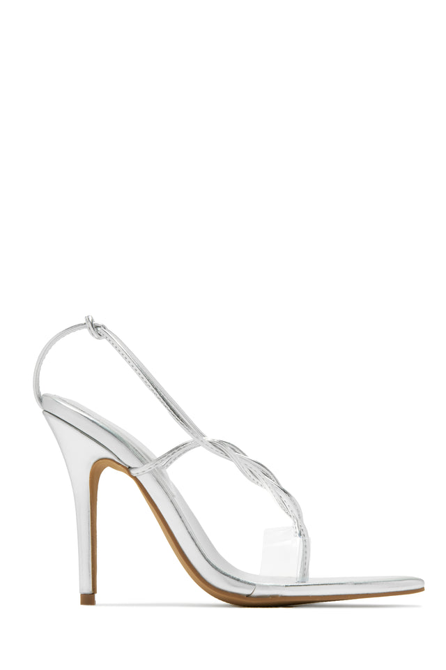 Load image into Gallery viewer, Aleena Clear Strap High Heels - Silver