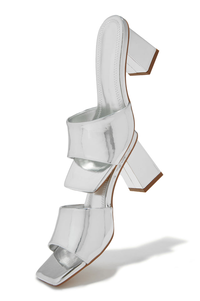 Load image into Gallery viewer, Valentine Block Heel Mules - Silver