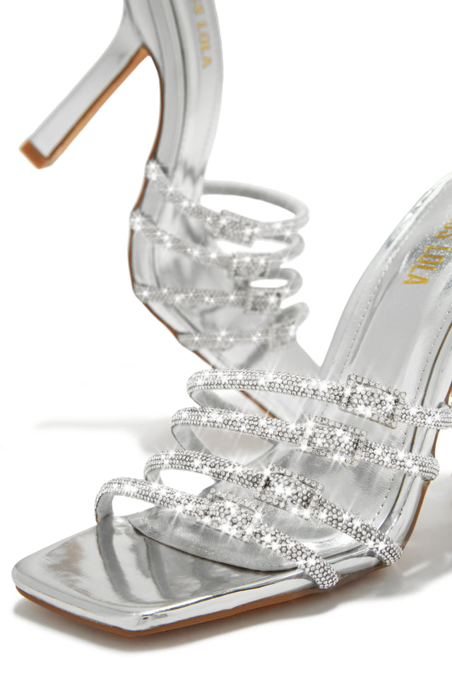 Load image into Gallery viewer, Silver-Tone Slip-On Heels