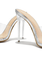 Load image into Gallery viewer, Amerie Clear High Heel Mules - Silver