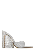 Load image into Gallery viewer, Silver-Tone Single Sole Embellished Dangle Mules