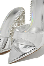 Load image into Gallery viewer, Silver-Tone Open Toe Embellished High Heel Mules