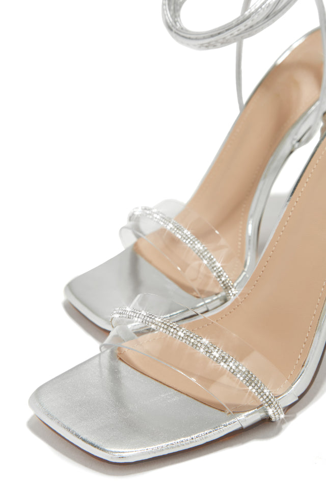 Load image into Gallery viewer, Glam Silver and Clear Heels