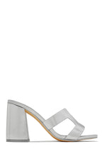 Load image into Gallery viewer, Silver-Tone Block Heel Mules