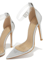 Load image into Gallery viewer, Love Me Better Clear Strap High Heels - Silver