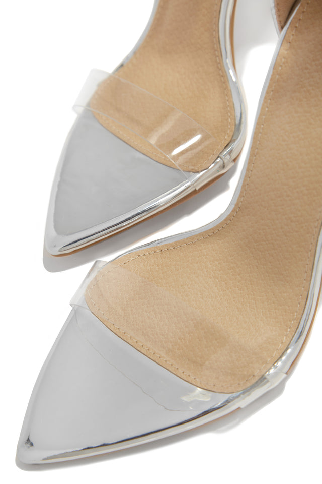 Load image into Gallery viewer, Love Me Better Clear Strap High Heels - Silver
