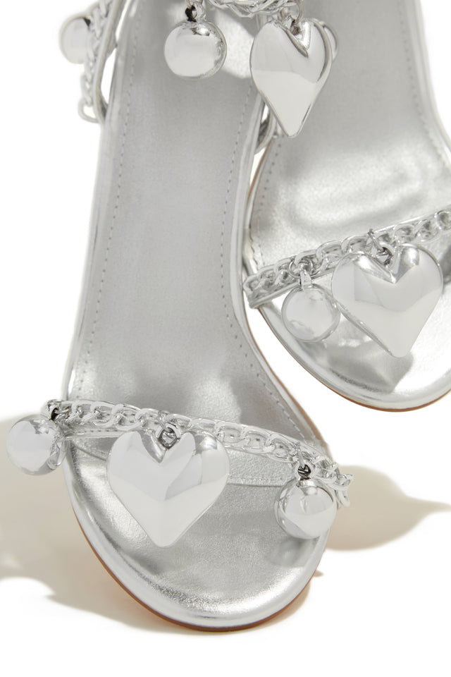 Load image into Gallery viewer, Silver-Tone Heart Pendant Heels