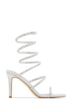 Load image into Gallery viewer, Sushmita Embellished Around The Ankle Coil Heels - Silver