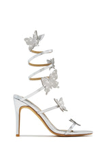 Load image into Gallery viewer, Silver-Tone Single Sole Heels with Embellished Butterflies