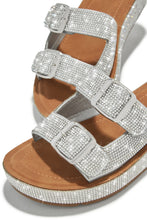 Load image into Gallery viewer, Maldives Island Embellished Platform Slip On Sandals - Silver