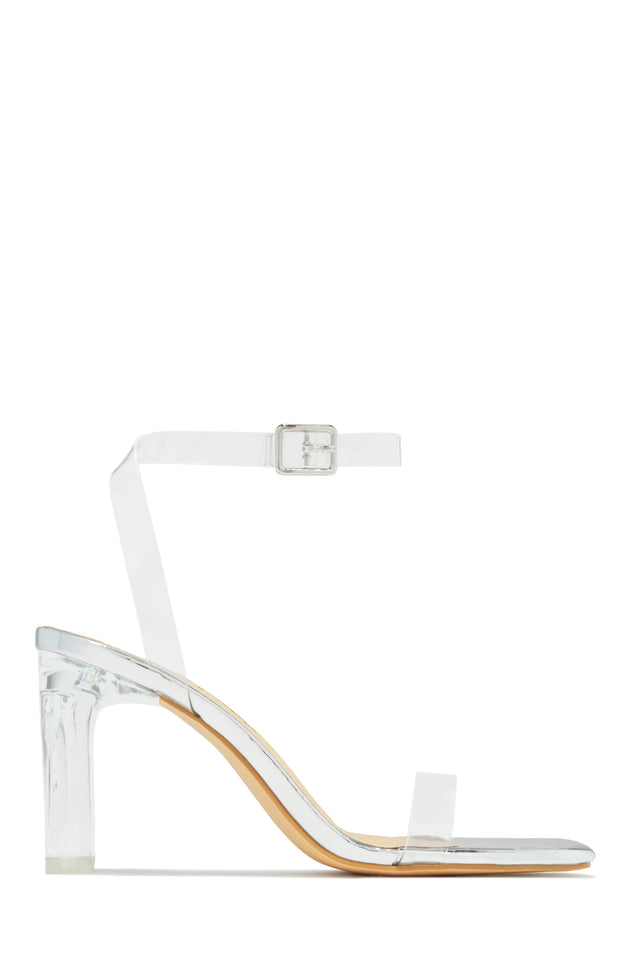 Load image into Gallery viewer, Simply Yours Clear Ankle Strap Heels - Silver