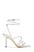 Load image into Gallery viewer, Silver-Tone Strappy Mid Heels