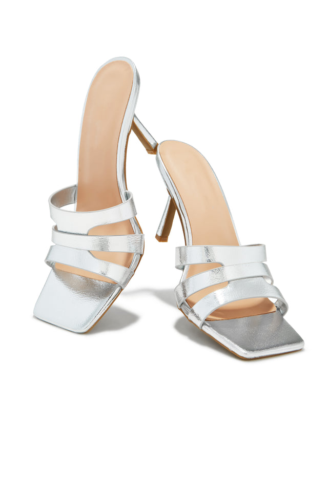 Load image into Gallery viewer, Silver-Tone Open Square Toe Mules
