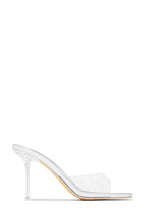 Load image into Gallery viewer, Kendal Clear Strap Mid Heel Mules - Silver