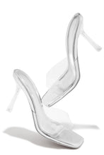 Load image into Gallery viewer, Kendal Clear Strap Mid Heel Mules - Silver