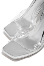 Load image into Gallery viewer, Kendal Clear Strap Mid Heel Mules - Silver