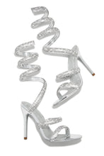 Load image into Gallery viewer, Gianna Embellished Around The Ankle Coil Heels - Silver