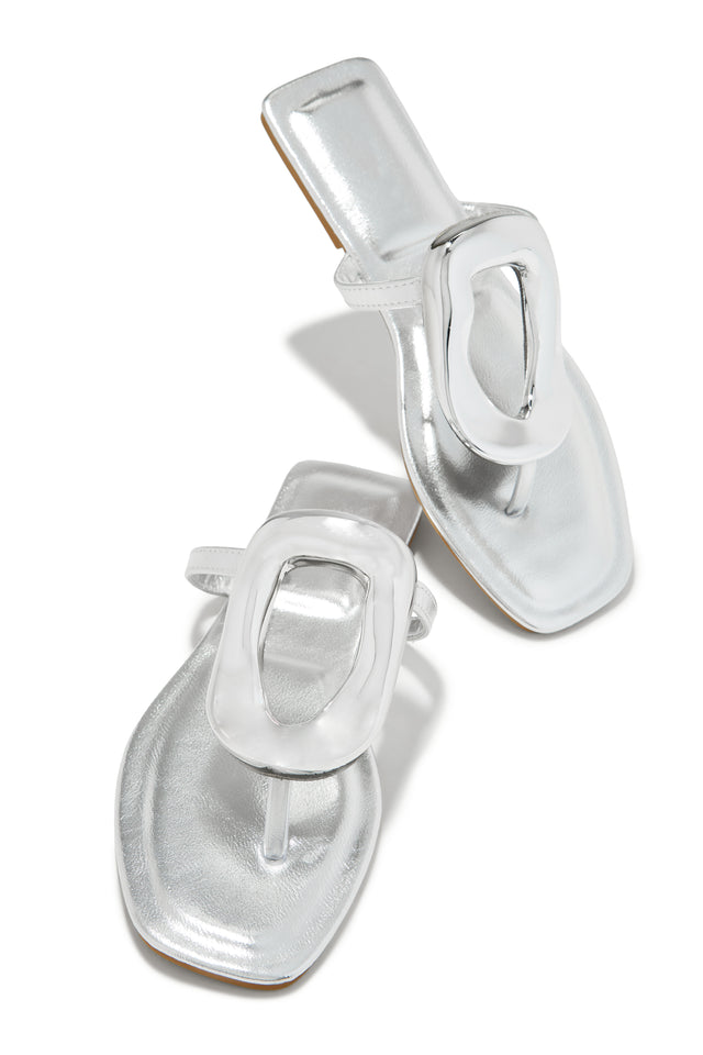 Load image into Gallery viewer, Adonna Slip On Thong Strap Sandals - Silver