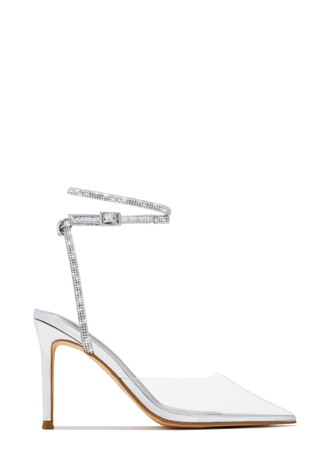 Load image into Gallery viewer, Special Guest Embellished Clear Heels - Silver