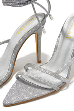 Load image into Gallery viewer, Kimana Glitter Lace Up Heels - Silver