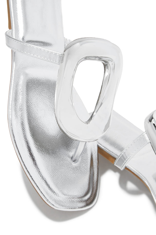 Load image into Gallery viewer, Adonna Slip On Thong Strap Sandals - Silver