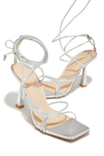 Load image into Gallery viewer, Aileen Lace Up Heels - Silver